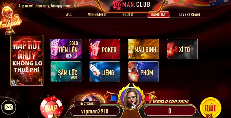 Danh Mục Trò Chơi Game Bài ManClub Đẳng Cấp Với Tỷ Lệ Thắng Cược Cực Khủng